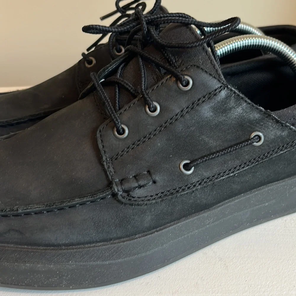 Timberland Men's Black Nubuck 3 Eye Lace Up Boat Shoe Size 10.5